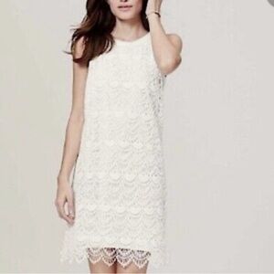Loft Ivory Crochet Overlay Dress Size 4 Boho